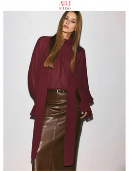 Блуза SHEIN M Бордовый sz25091608442441020