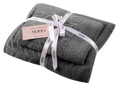 Набір рушників SOHO для ванної 70х140 см, 50х90 см Leaves Dark Gray