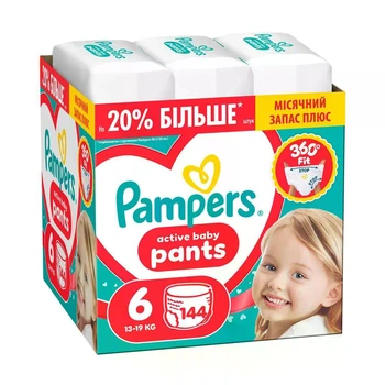 Подгузники-трусики Pampers Active Baby Pants размер 6 (13-19 кг) 144 шт