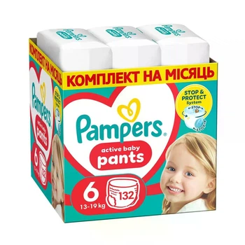 Подгузники-трусики Pampers Active Baby Pants размер 6 (13-19 кг) 132 шт