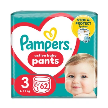 Подгузники-трусики Pampers Active Baby Pants размер 3 (6-11 кг) 62 шт