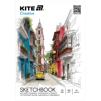 Скетчбук Kite Creative А5 30л. 160 г/м2 K-1280