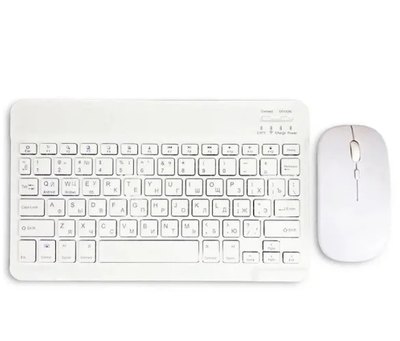 Бездротова клавіатура RGB (UKR) + Мишка Bluetooth+2.4G АКБ ( Комплект 2в1) White