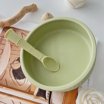 Набір ONE.T.T силіконова мисочка Boho та ложка Bamboo світло-зелений