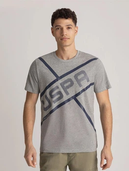 Футболка хлопковая мужская U.S. Polo Assn 11C140-0400A(Heather Gray) XL Серая с принтом (786660579161)
