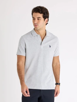 Поло довге чоловіче U.S. Polo Assn 116015-8800A(Heather Light Gray) XL Світло-сіре (786654572079)
