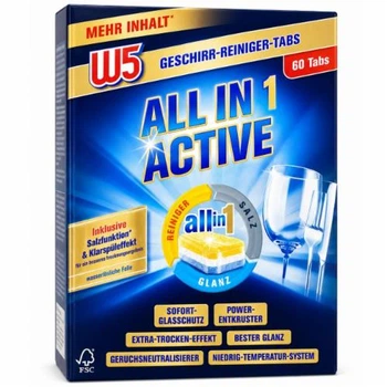 Таблетки для посудомийної машини W5 All in 1 Active, 60 tabs - 1275 g