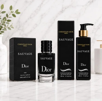 Чоловічий парфумований набір Sauvage (Гель для душу + парфуми)