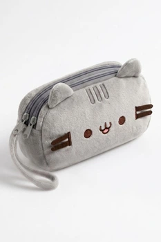 Плюшевый пенал косметичка Pusheen LITZY ⬩ котик, 2 отделения, 180×120 мм ⬩ серый