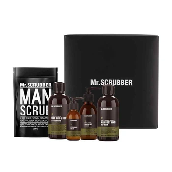 Набор косметики для мужчин Mr.SCRUBBER Man: Шампунь 2в1 Mr.SCRUBBER Man 250мл + Гель для душа Mr. SCRUBBER Man Deep Ocean 250мл + Скраб Mr.SCRUBBER Man 200г + Гель для бритья Mr.SCRUBBER Deep Ocean 125мл + Крем после бритья Mr.SCRUBBER Man 100мл