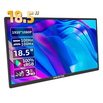 Монитор портативный HGFRTEE 18.5" IPS Full HD 100Гц, HDR, 100% sRGB, Type-C+HDMI, встроенные динамики, подставка