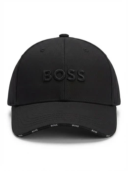 Кепка чоловіча BOSS чорна, бавовняна бейсболка з вишитим логотипом CAP-BOSS-003-BLK