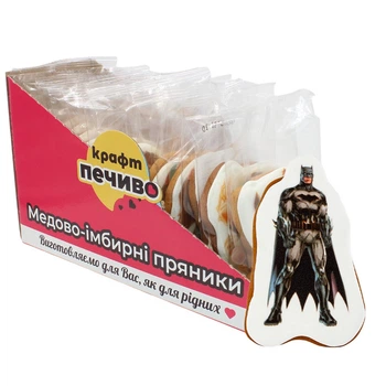 Набор пряников медово-имбирных "Крафт Печиво", серия "Супергерои" шоу-бокс, 45 г/шт, 12 шт/уп