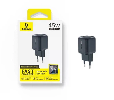 Сетевое зарядное устройство 45W Baseus EnerFill FN22 GaN Type-C Fast Charger быстрая зарядка QC3.0/PD3.0 (EO01233)