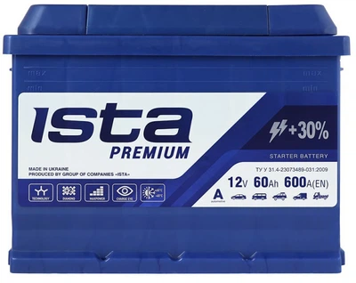 Автомобильный аккумулятор ISTA Premium 60Ah 600A L+ (5604604249)