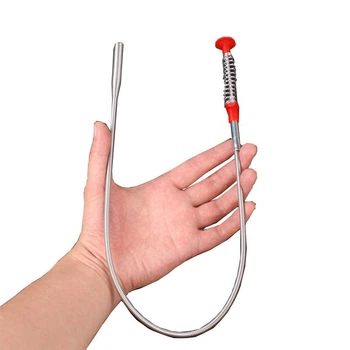 Гибкая палка для прочистки труб Snake Unblocker, очиститель засоров для раковины, ванны и душа, приспособление для удаления волос из слива (726336-8)