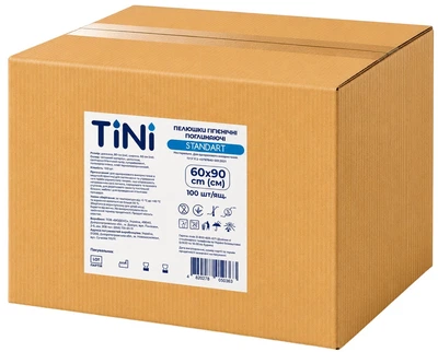 Пелюшки гігієнічні поглинаючі Tini Standart 60х90 см 100 шт (7247014)