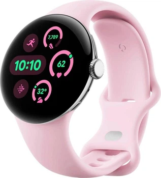Смарт-часы Google Pixel Watch 3 41 mm LTE Polished Silver Aluminum Case/Rose Quartz Active Band