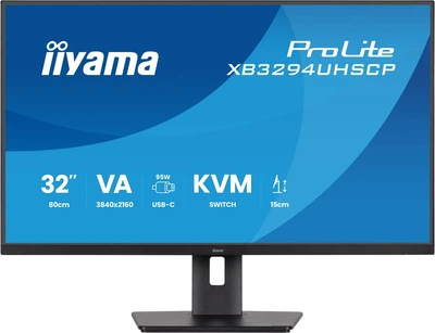 Монітор 31.5" iiyama ProLite XB3294UHSCP-B1 VA 60Hz 3840x2160 USB-C Black