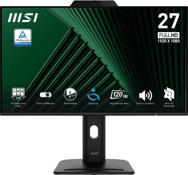 Монітор 27" MSI PRO MP272PMG (PRO MP272PMG) IPS 120Hz 1920x1080 WebCam Black