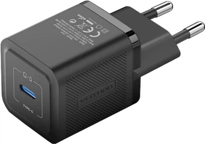 Ładowarka sieciowa Vention 1xUSB-C 20W GaN + USB-C cable M-M Black (TZ-FEPB0-EU-01)