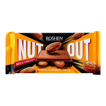 Шоколад Roshen NUТ OUT молочный с подсоленным миндалем 90г