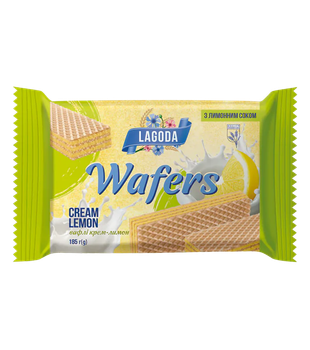 Вафлі Lagoda «Cream Lemon» з кремовою начинкою та лимонним соком, 185 г