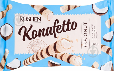 Трубочки вафельні Roshen Konafetto з кокосовою начинкою ПКФ 140 г