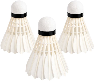 Воланы для бадминтона Newt Badminton Shuttlecocks 3 шт перьевые Белые (NE-BD-008W)