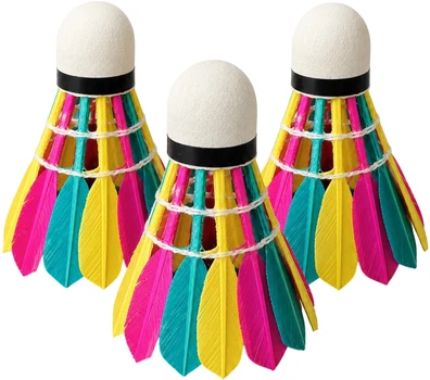 Воланы для бадминтона Newt Badminton Shuttlecocks 3 шт перьевые Цветные (NE-BD-008Y)