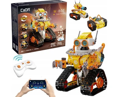 Конструктор робот программируемый STEM-робот 3 в 1 Robot W - bot CaDa с пультом и приложением робот-трансформер для детей на радиоуправлении, 455 деталей