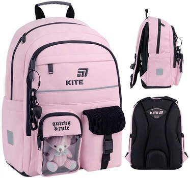 Рюкзак школьный Kite Education 584M для девочки Розовый 39.5x29x13см 13 л легкий Ортопедический 1-4 класс спинка Ergo Kids (K26-584M-1)