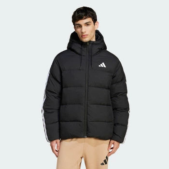 Чоловічий пуховик Essentials Climawarm 3-Stripes Puffer Hooded adidas JM4165 (S) чорний (4068811740757)