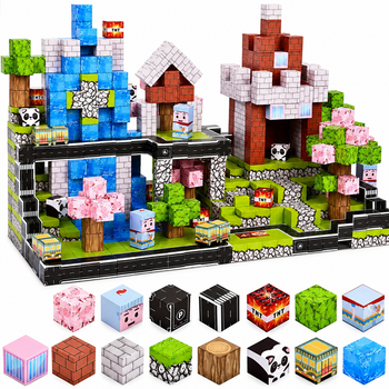 Магнітний конструктор Minecraft Кристальна Фортеця та Сакуровий Біом 100 деталей