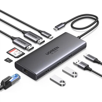 USB-хаб UGREEN Revodok Pro 210 Type-C 10 в 1 HDMI 8K Grey (CM639)