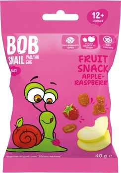 Натуральные снеки для детей Bob Snail Яблоко-малина 40 г (4820219347484)