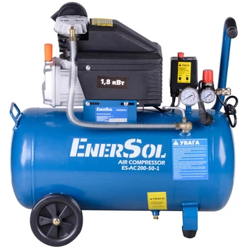 Компрессор воздушный поршневой EnerSol ES-AC200-50-1 мощность 1.8 кВт объем ресивера 50 л (ES-AC200-50-1)