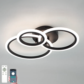 Смарт люстра TRIO 3R 70W черная Esllse LED 510х380х107мм светодиодная управляемая с пультом и приложением APP
