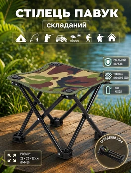 Складной стул паук для кемпинга и туризма Quest 28х32×32 см Камуфляж