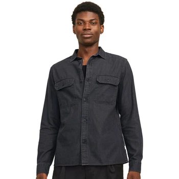 Сорочка з довгим рукавом JJETRAVIS SHIRT LS NOOS Jack & Jones 12269262-Black Denim L Синій (5715612129616)