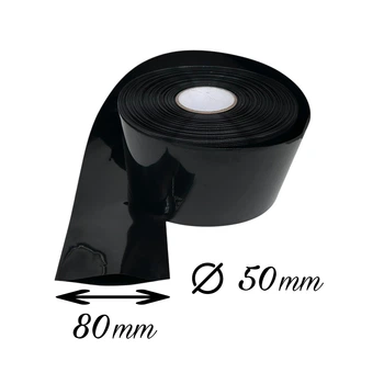 Термоусадка 80 мм, black, изоляция для сборки аккумуляторов, 1 м