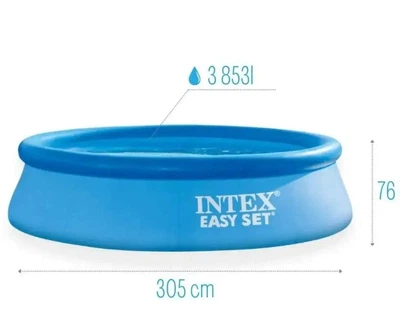 Надувной круглый бассейн Intex Easy Set 28122, 305х76 см, для семейного отдыха, на 3854 л, из качественного ПВХ, трехслойный, с фильтр-насосом, голубой