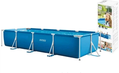 Каркасный бассейн Intex 28273, 450x220x84 см, объем воды: 7127 л, стальной каркас + трехслойный ПВХ, для большой семьи, голубой