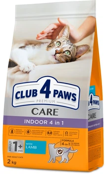 Сухой корм для кошек, живущих в помещении Club 4 Paws (Клуб 4 Лапы) Премиум 4 в 1, с ягненком 2 кг (B4641401)