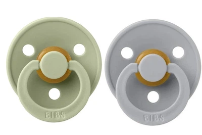 Пустушка BIBS 0-6 m Colour Latex Round Sage / Cloud 2 шт