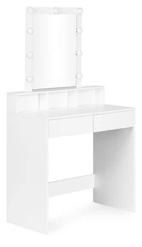 Toaletka kosmetyczna ModernHome by Multistore z lustrem i oświetleniem LED 3 barwy regulacja jasności Biała (5905817007486)