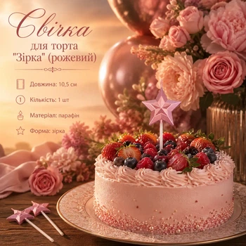 Свеча для торта "Звезда" 1 шт (розовый)