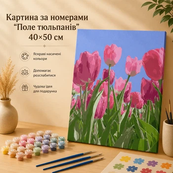 Картина по номерам "Поле тюльпанов" 40×50 см