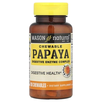 Папайя, комплекс травних ферментів, Papaya, Digestive Enzyme Complex, Mason Natural, 100 жувальних таблеток