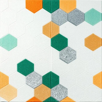 3D панель самоклеюча Sticker Wall SW-00002015 700х700х4 мм геометрія зелена